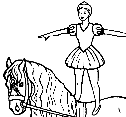 Trapeze artist on a horse coloring page