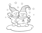 Two christmas dolls coloring page