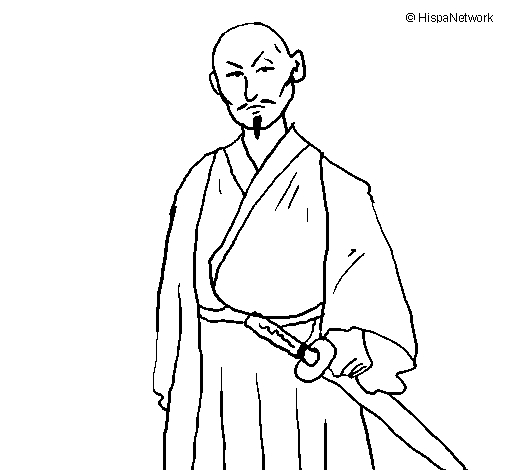 Warrior with katana coloring page