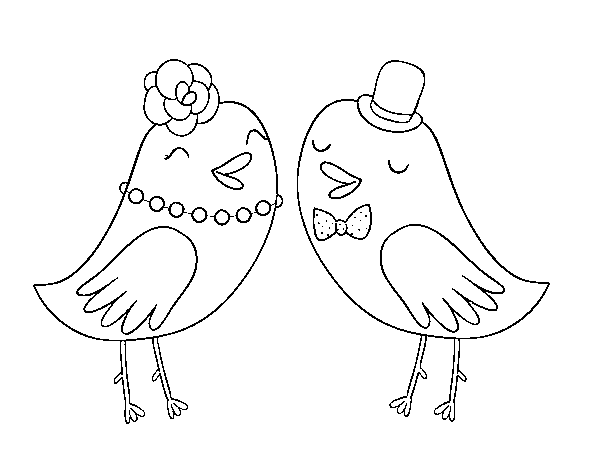 Wedding birds coloring page
