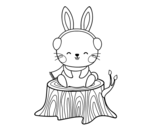 Wild rabbit sheltered coloring page