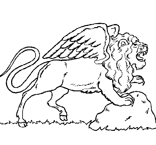Winged lion coloring page