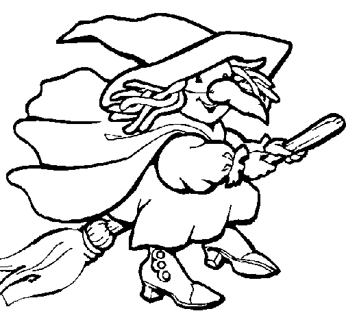 Witch costume coloring page