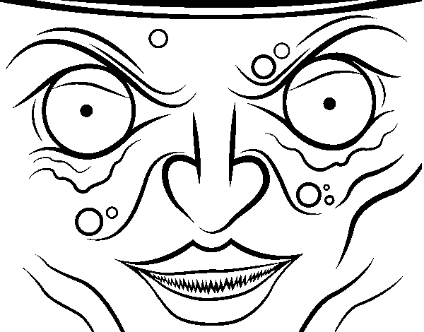 Witch face coloring page
