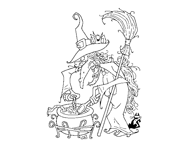 Witch with potion coloring page