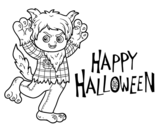 Wolf costume for Halloween coloring page