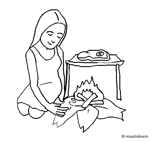 Woman cooking coloring page