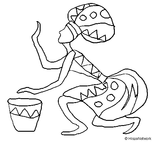 Woman with drum coloring page