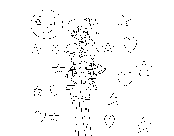 Young anime coloring page