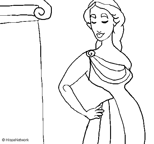 Young Greek woman coloring page