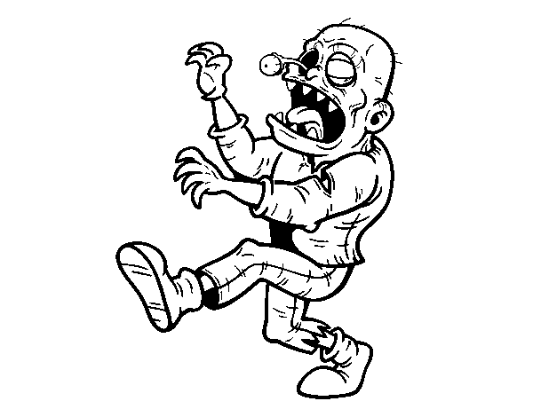 Zombie walking coloring page