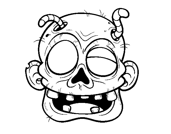 Zombie with worms coloring page