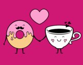 Love between donut and tea