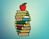 Books and apple